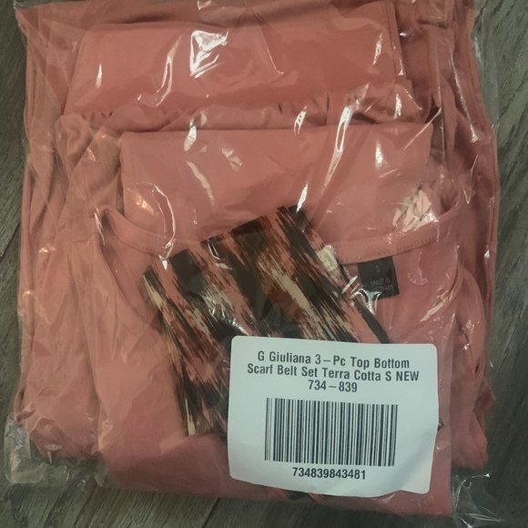 NWT G BY GIULIANA 3-PIECE TOP, BOTTOM & SCARF BELT SET TERRA COTTA SMALL - Picture 10 of 12